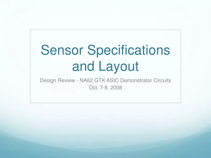 sensor specifications and layout