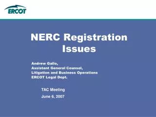 NERC Registration Issues
