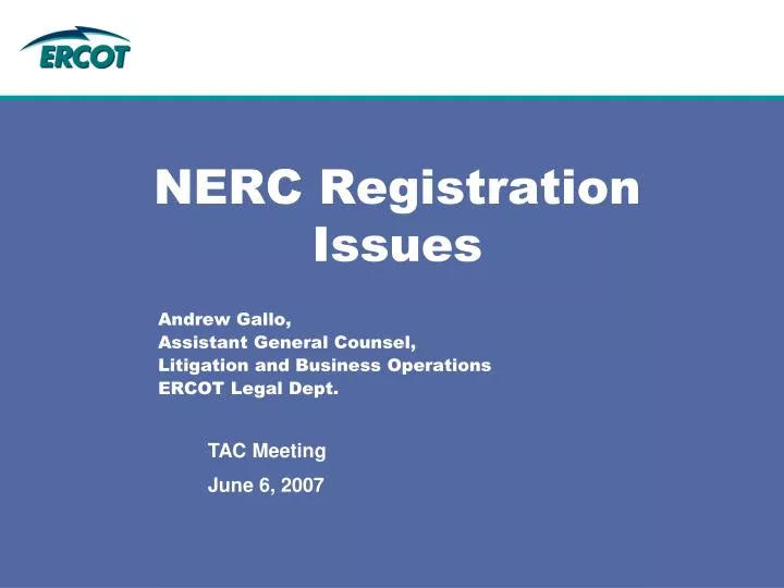 nerc registration issues
