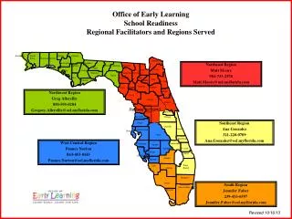 Office of Early Learning School Readiness Regional Facilitators and Regions Served