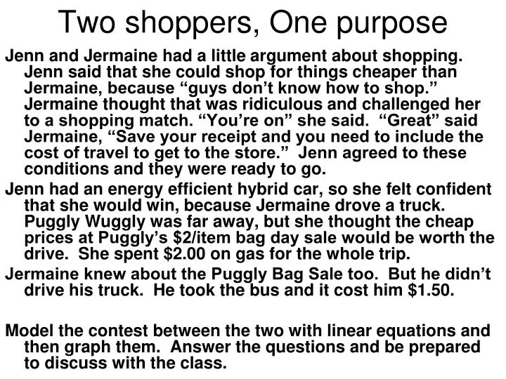 two shoppers one purpose