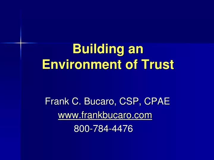 building an environment of trust