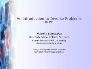 An introduction to Inverse Problems Ge193