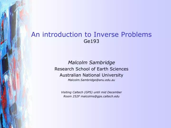 an introduction to inverse problems ge193