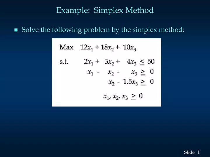 example simplex method