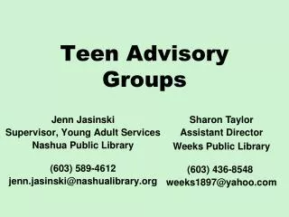Teen Advisory Groups