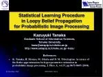 Statistical Learning Procedure in Loopy Belief Propagation for Probabilistic Image Processing