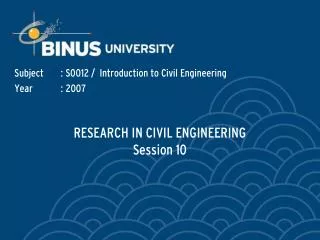 RESEARCH IN CIVIL ENGINEERING Session 10