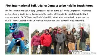 First International Soil Judging Contest to be held in South Korea