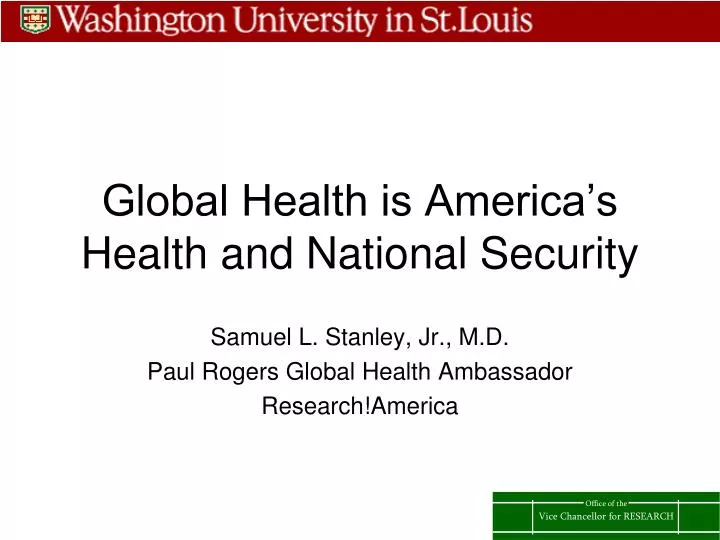 global health is america s health and national security