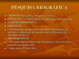 pesquisa biogr fica