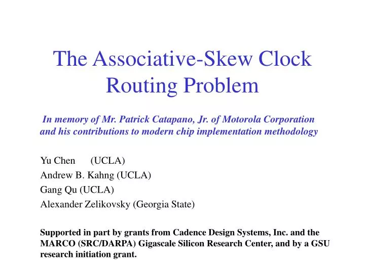 the associative skew clock routing problem