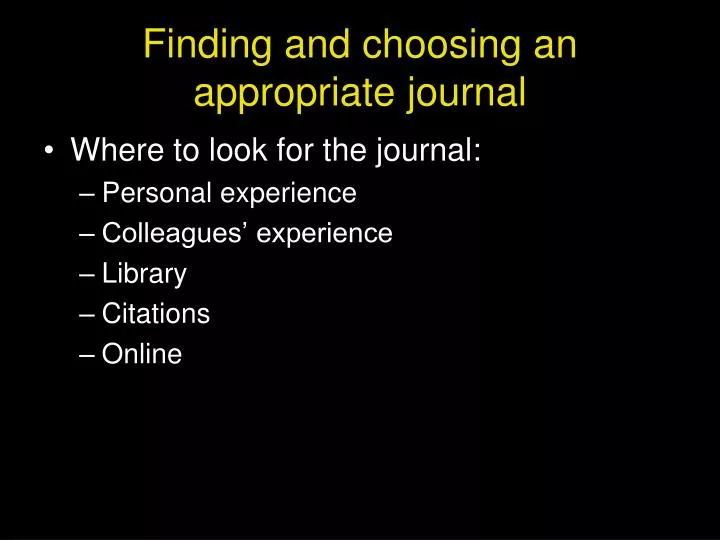 finding and choosing an appropriate journal