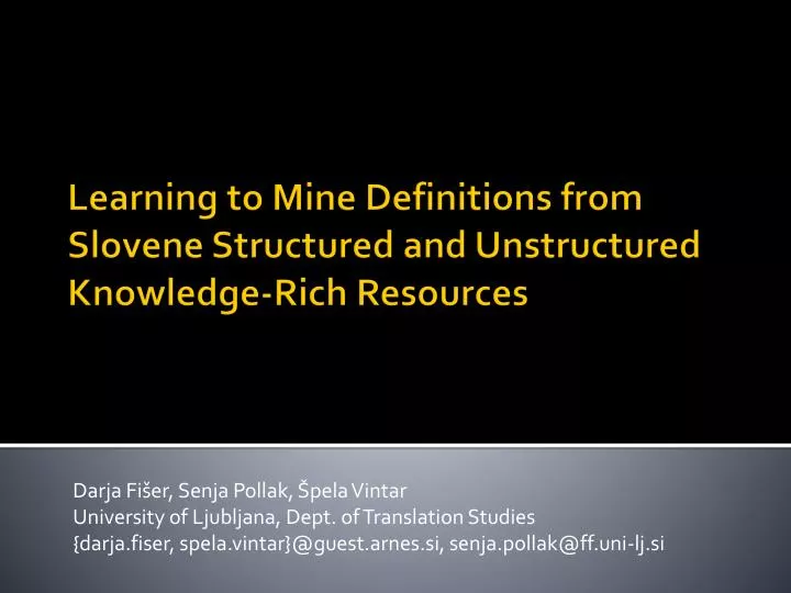 learning to mine definitions from slovene structured and unstructured knowledge rich resources