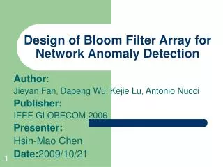 Design of Bloom Filter Array for Network Anomaly Detection