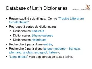 database of latin dictionaries