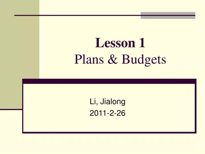 lesson 1 plans budgets