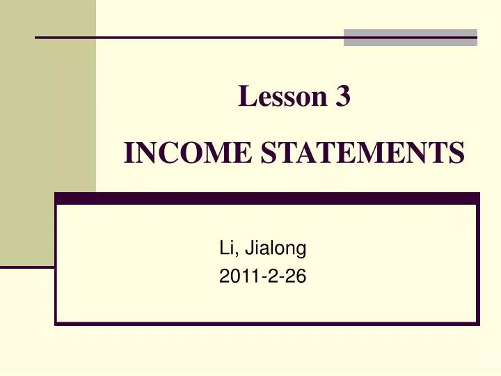 lesson 3 income statements