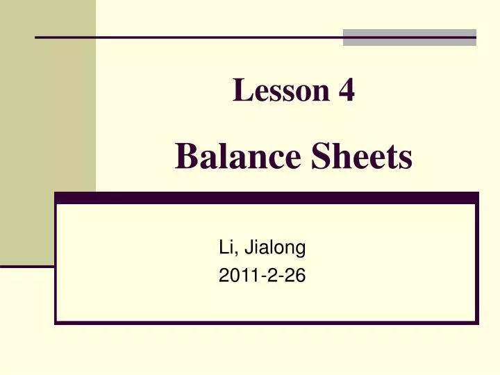 lesson 4 balance sheets