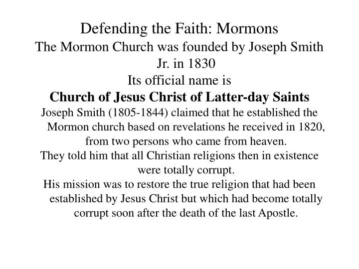 defending the faith mormons