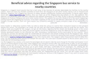 Get some advice about Singapore bus facilities