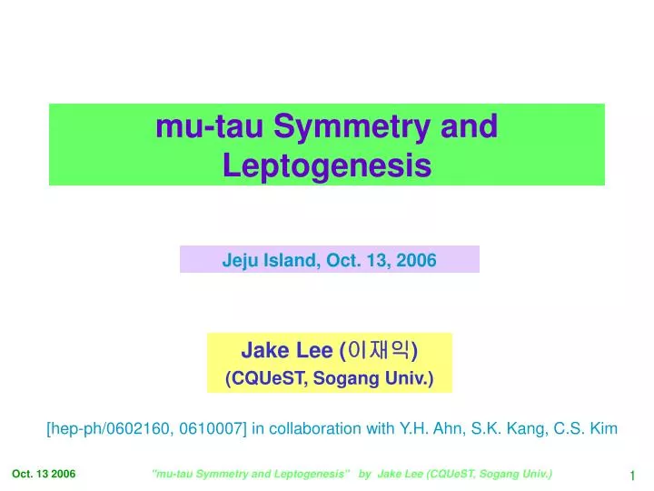 mu tau symmetry and leptogenesis