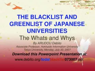 Download this Powerpoint Presentation at debito/ todai blacklist 073007