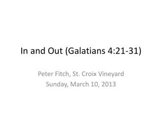 In and Out (Galatians 4:21-31)