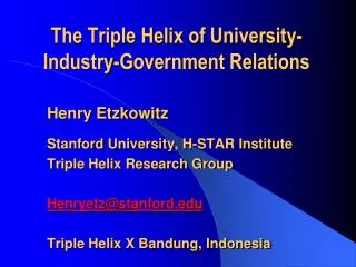 Innovation in Innovation : The Triple Helix of University-Industry-Government Relations