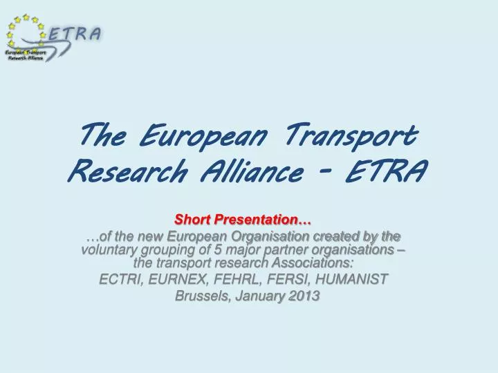 the european transport research alliance etra