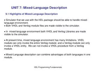 9.1 Highlights of Mixed-Language Description