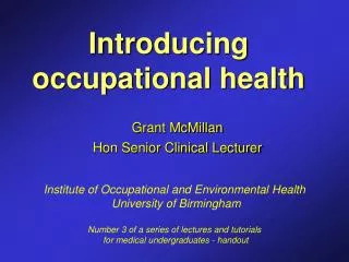 Introducing occupational health