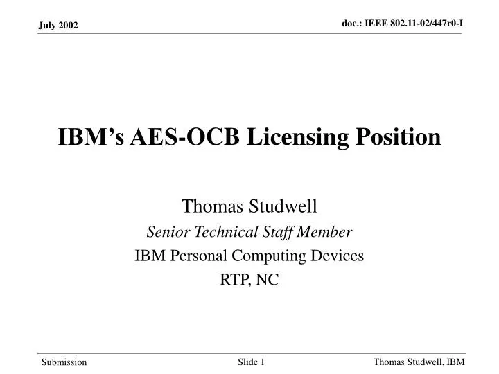 ibm s aes ocb licensing position