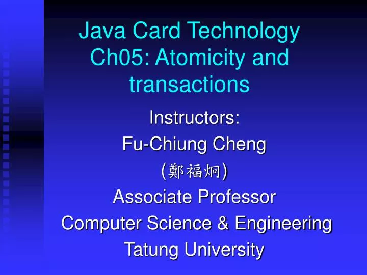 java card technology ch05 atomicity and transactions