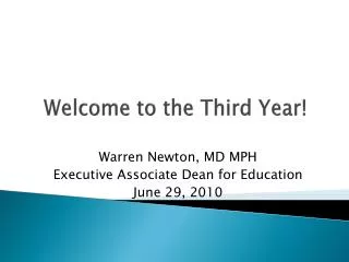 Welcome to the Third Year!
