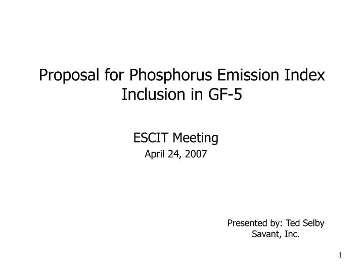 proposal for phosphorus emission index inclusion in gf 5