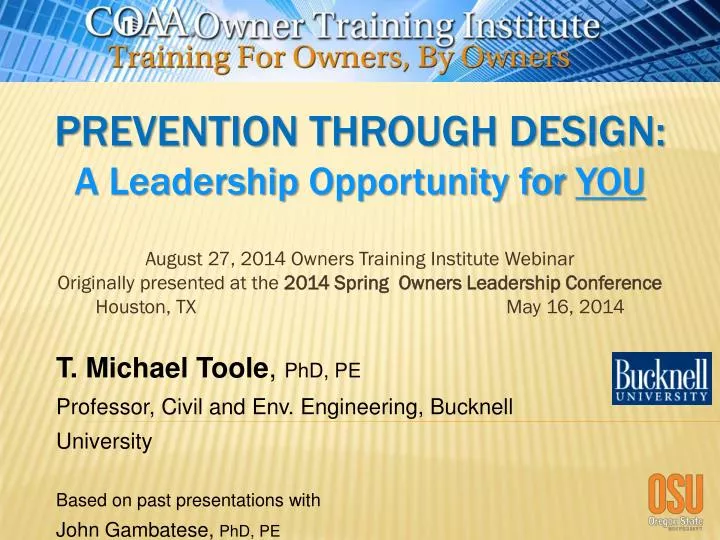 prevention through design a leadership o pportunity for you