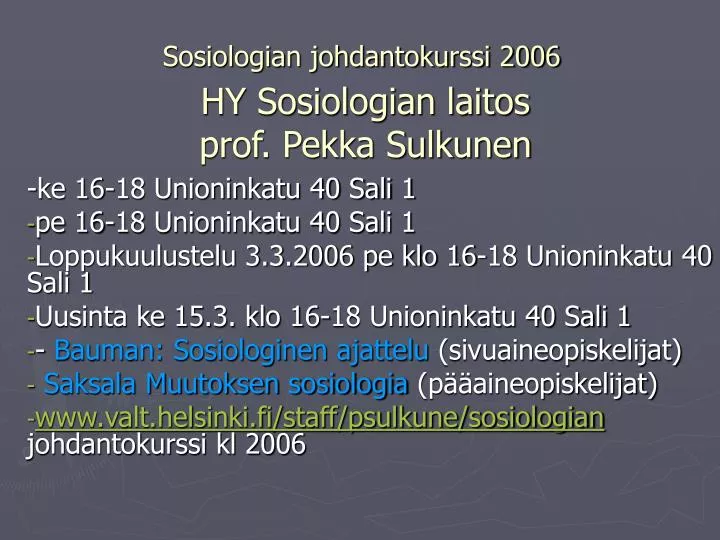 sosiologian johdantokurssi 2006