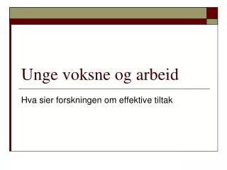 unge voksne og arbeid