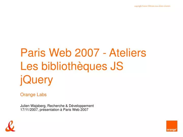 paris web 2007 ateliers les biblioth ques js jquery