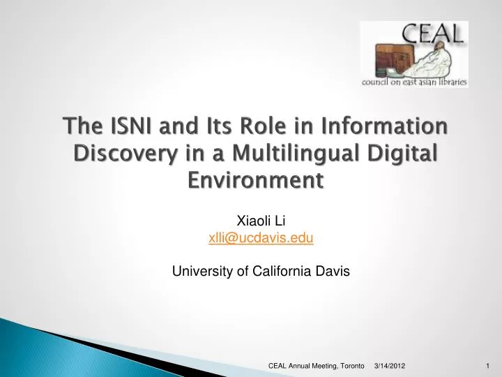 the isni and its role in information discovery in a multilingual digital environment