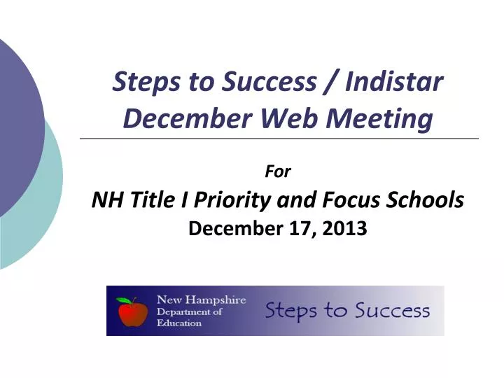 steps to success indistar december web meeting