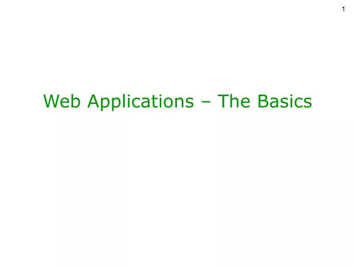 web applications the basics