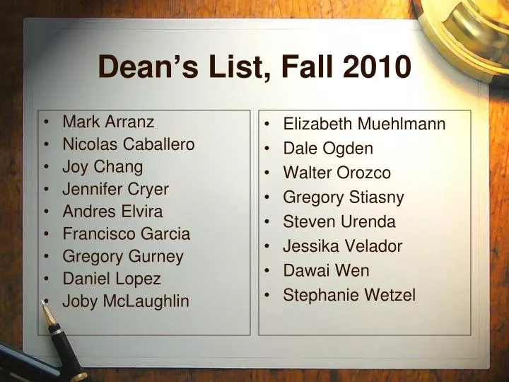 dean s list fall 2010