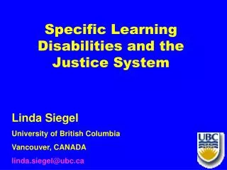 specific learning disabilities and the justice system