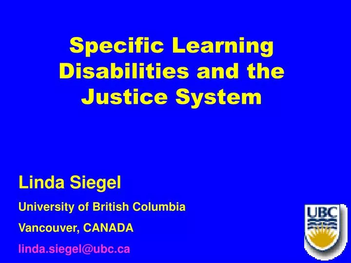 specific learning disabilities and the justice system