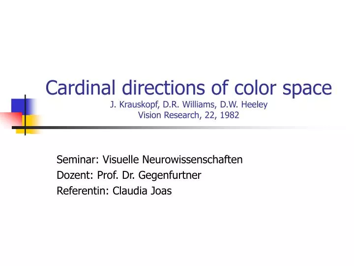 cardinal directions of color space j krauskopf d r williams d w heeley vision research 22 1982