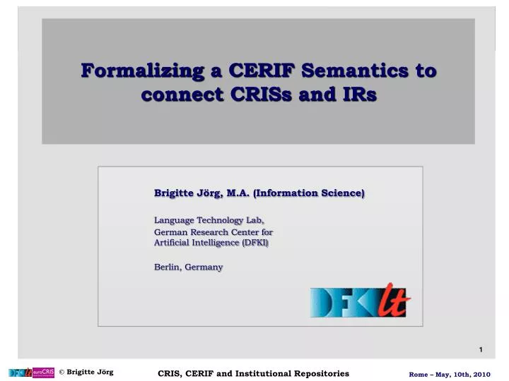 formalizing a cerif semantics to connect criss and irs