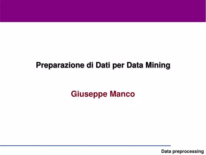 preparazione di dati per data mining