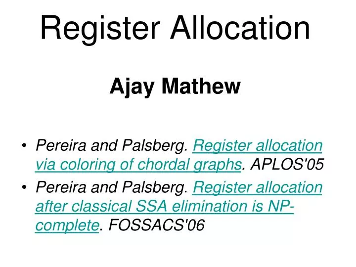 register allocation ajay mathew